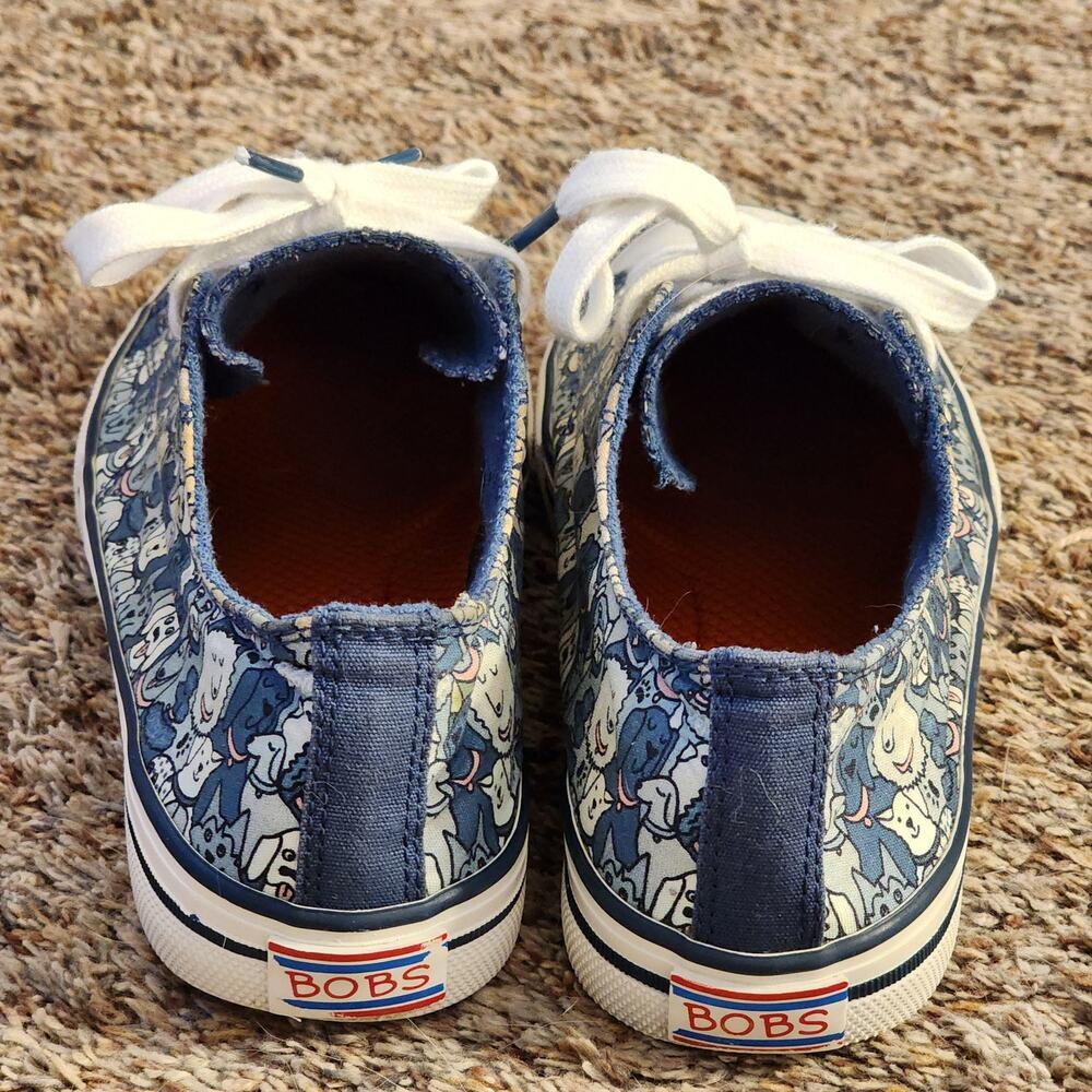 Skechers BOBS For Dogs Bow Wow Print Sneakers Size 8 Blue Multi Dog Lover - Picture 4 of 8